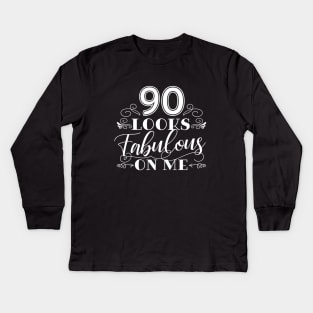 90 Looks Fabulous - Black Kids Long Sleeve T-Shirt